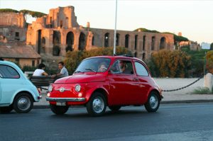 Roma Panoramica di sera in Fiat 500